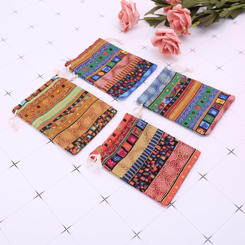 Túi Dây Rút Vải Lanh Cotton Đựng Trang Sức Hình Ai Cập