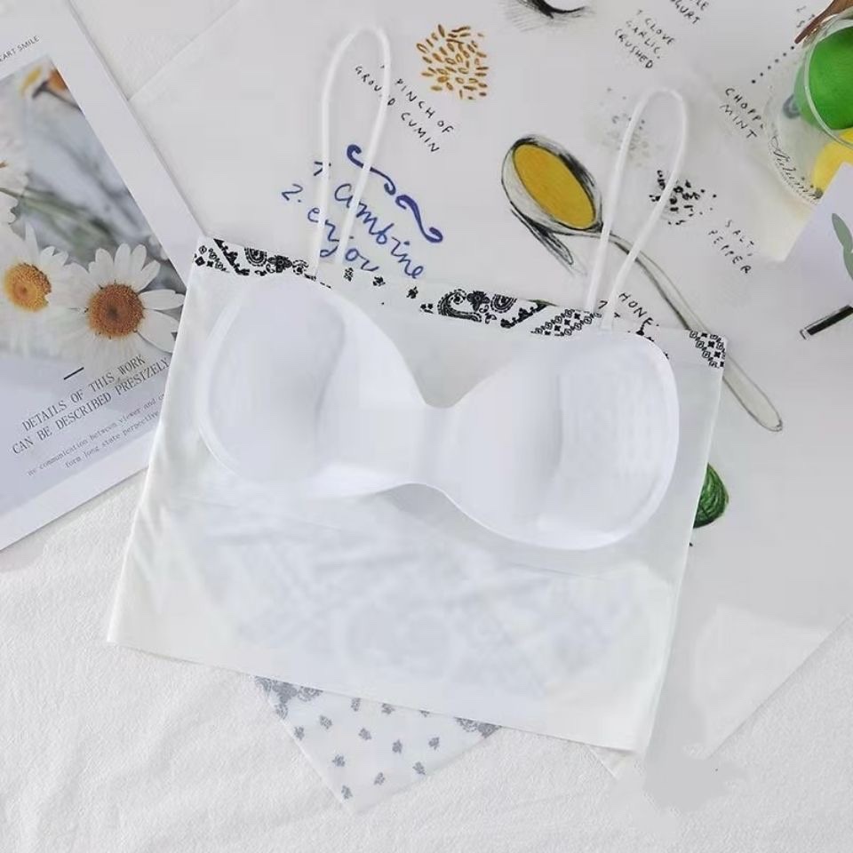 Áo Bra 2 Dây Su Mịn  FREESHIP  Áo Yếm Thổ Cẩm Kèm Mút Mỏng AMYBRA 8131