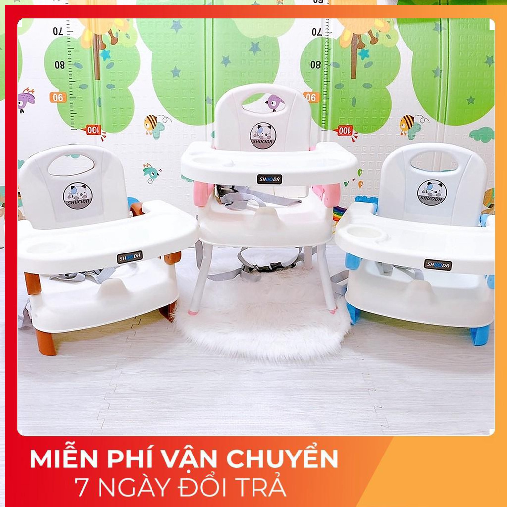 Ghế ăn dặm KÈM CHÂN SẮT cho bé gấp gọn đa năng 3in1 có dây dai an toàn mặt bàn tháo rời tiện an toàn