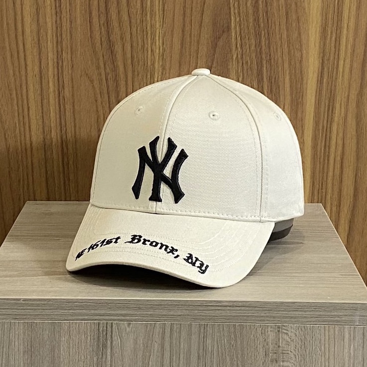 Mũ lưỡi trai NY màu Beige 161 logo chữ đen, Mũ lưỡi trai xuất khẩu cực ôm đầu cá tính, Mũ lưỡi trai Unisex full hộp.