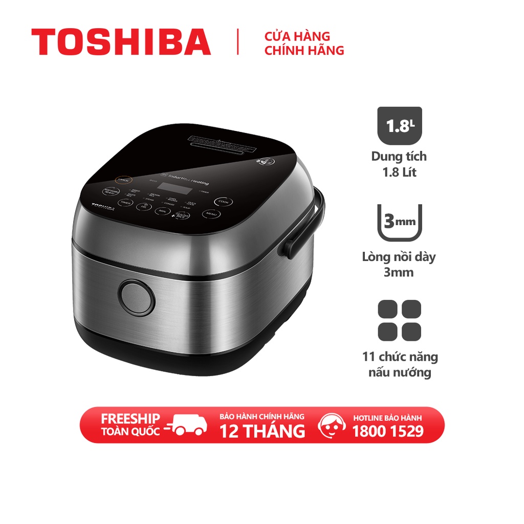 Nồi cơm cao tần Toshiba RC-18IP1PV-1.8L-Lòng nồi dày 3mm chống dính, Cảm ứng nhiệt 3D-Hàng chính hãng, bảo hành 12 tháng