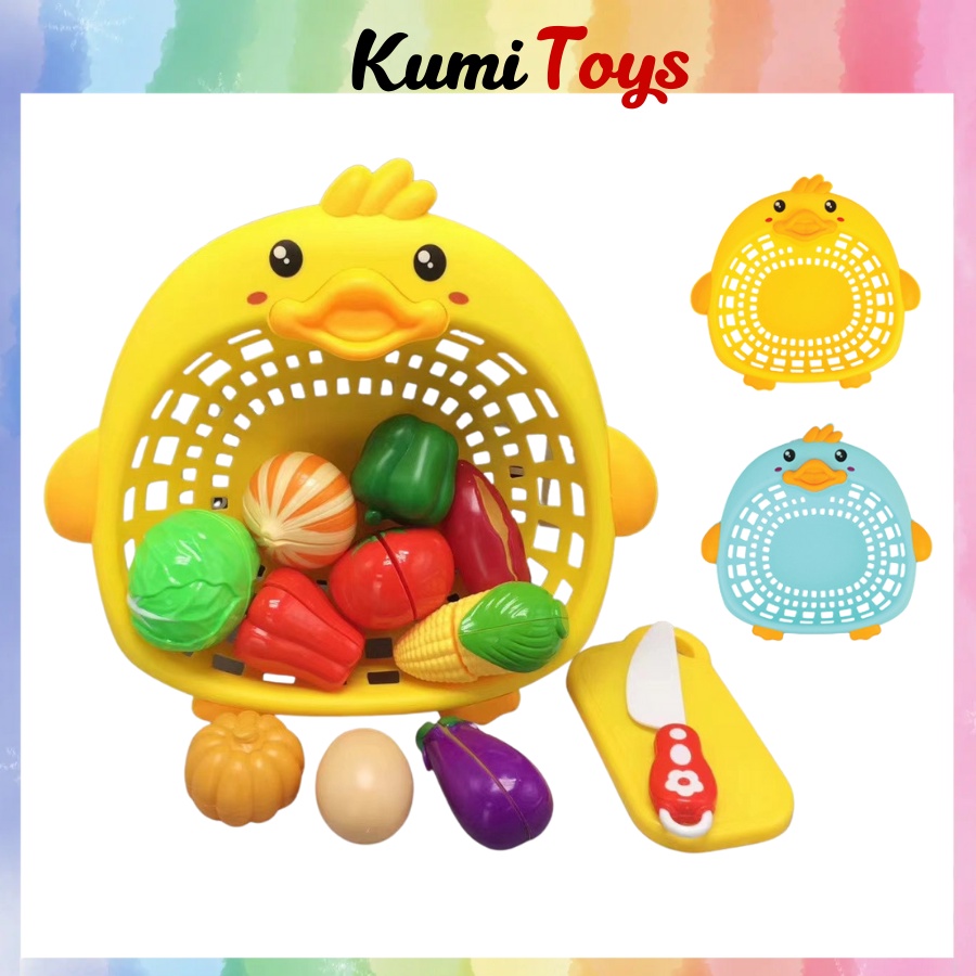 Bộ Đồ chơi hoa quả cắt hình con Vịt giúp các bé nhận biết các loại quả Kumi toys