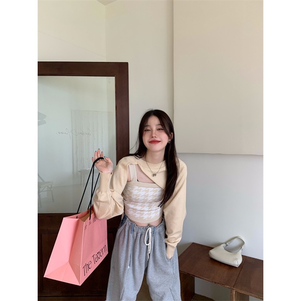 HUANG YOYO Áo dây len / Áo cardigan dài tay cổ tròn thời trang Hàn Quốc dành cho nữ