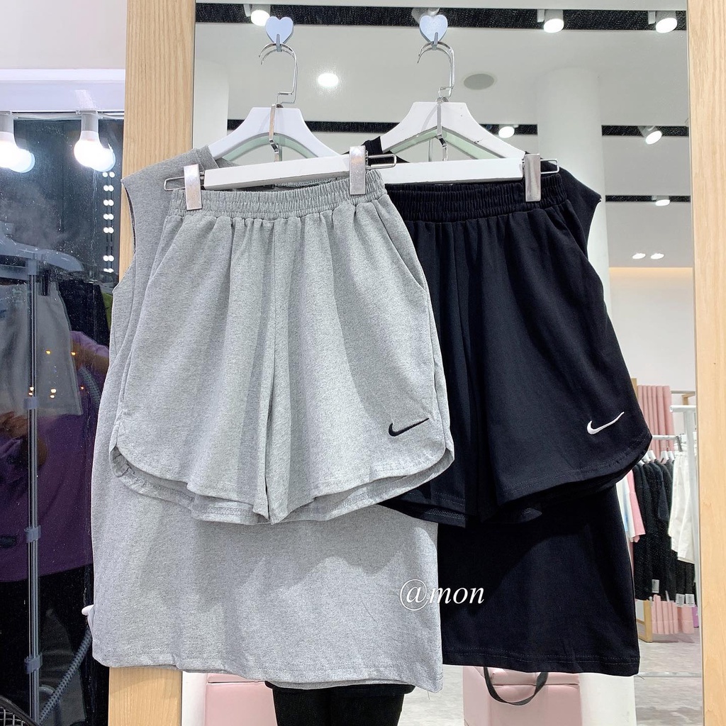 2101626 Set bộ quần áo tank top và quần short cotton mát 3 màu freesize