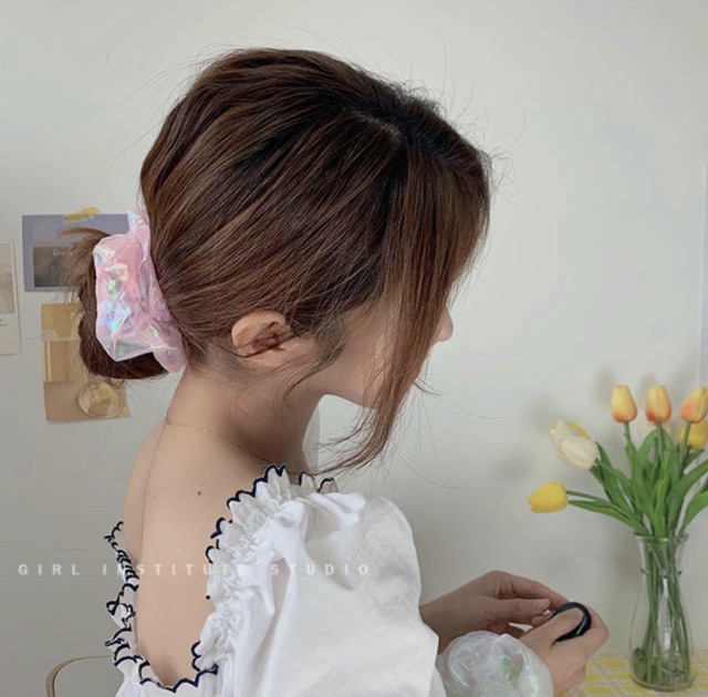 Cột tóc scrunchies dễ thương màu trơn