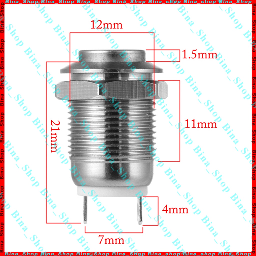 Công tắc nhấn nhả kim loại 12mm