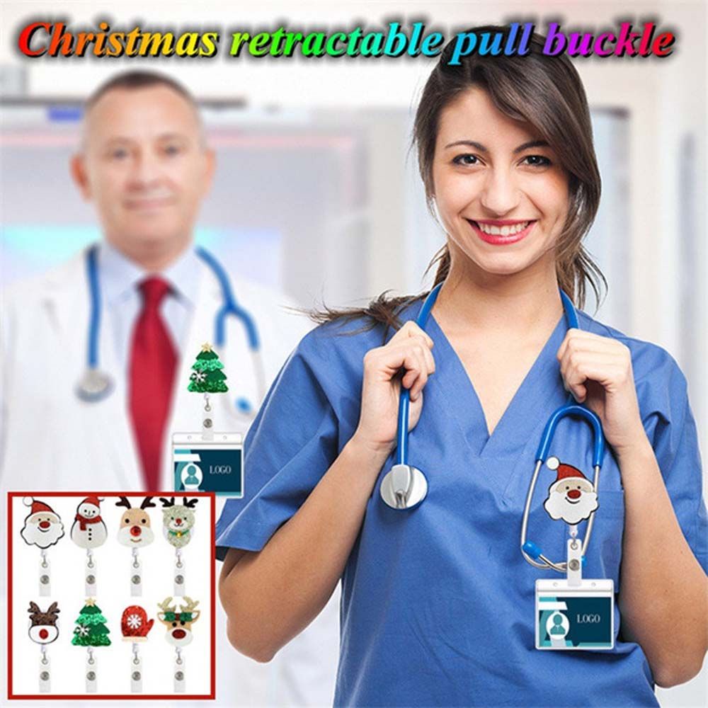 Kẹp giữ thẻ ID hình ông già noel/ tuần lộc xoay 360 độ có thể thu gọn tiện dụng