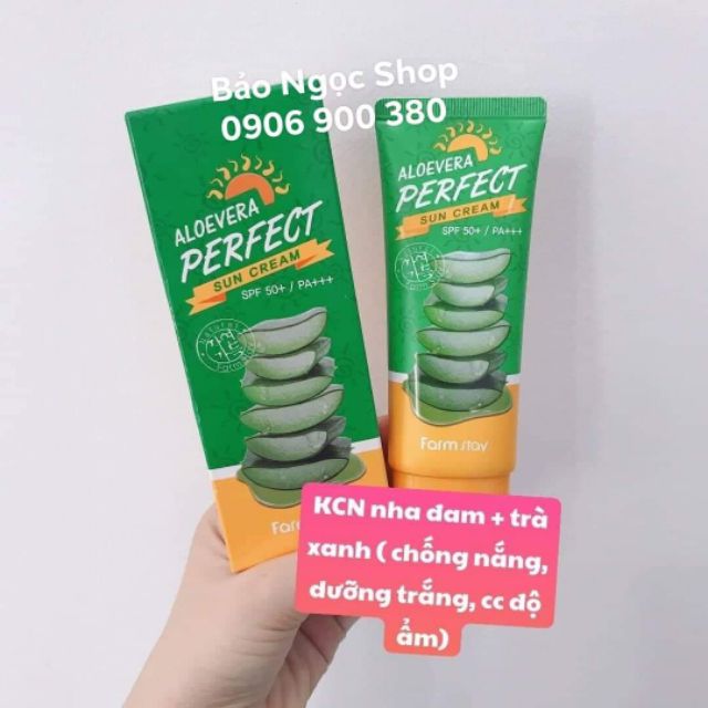 Xả Lỗ (date 25/03/2022) Kem Chống Nắng  Nha Đam Farm StayAloevera Perfect  Sun Cream SPF 50+/PA+++