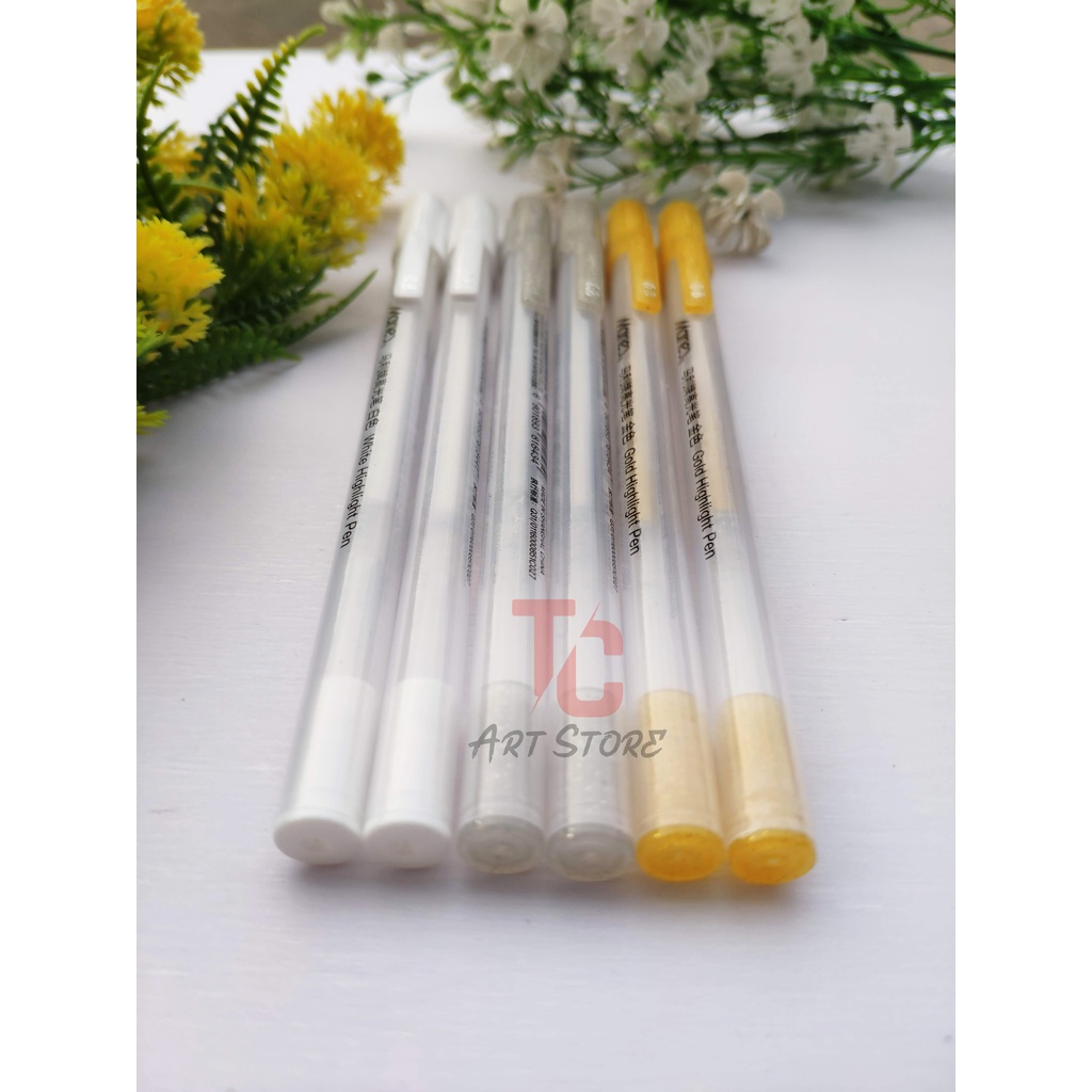 Bút gel Marie's Trắng, nhũ Vàng, nhũ Bạc - 0.8mm - TC ART