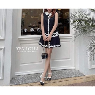 [ THANH LÝ ]VÁY SÁT NÁCH CỔ SƠ MI VIỀN REN SÓNG[ẢNH THẬT]