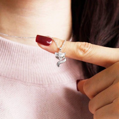 Dây chuyền bạc nữ TLEE mặt hồ ly đính đá nữ tính TLEE JEWELRY D0228