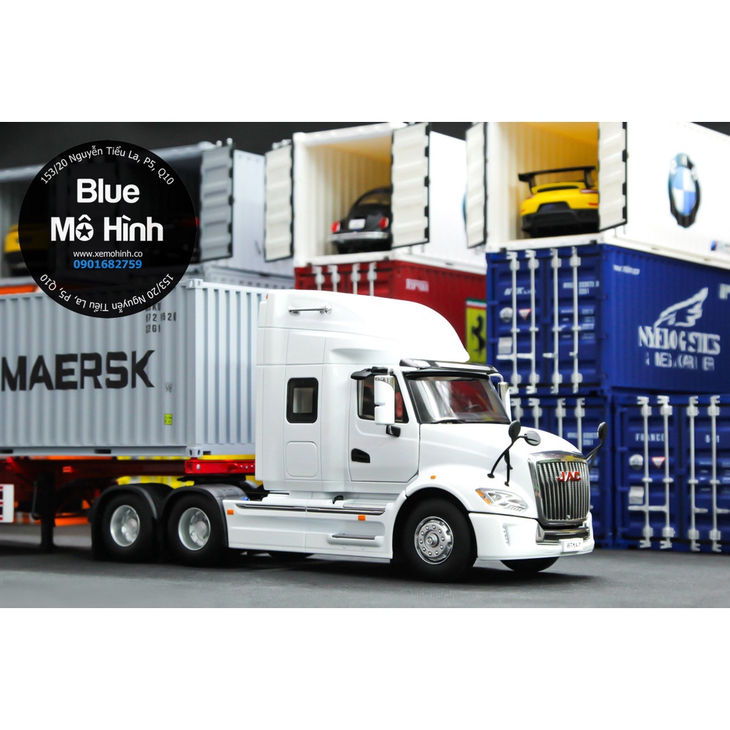 Blue mô hình | Xe mô hình container xe đầu kéo JAC Truck 1:24