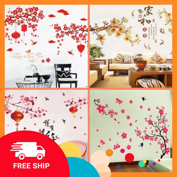 Decal dán tường ⚡️𝗙𝗥𝗘𝗘𝗦𝗛𝗜𝗣⚡️ Tranh dán tường chim én- chất PVC Vinyl chống nước- giúp căn hộ sinh động hơn
