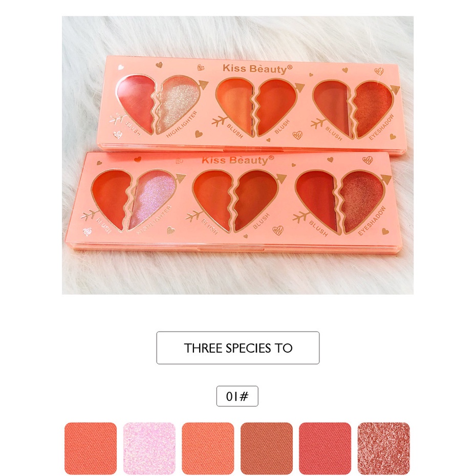Bảng Phấn Mắt Kiss Beauty Sáu Màu Tông Cam/Trắng Trang Điểm Làm Đẹp