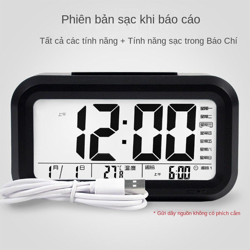 học sinh báo lại im lặng đồng hồ thức thông minh có đèn nền LED màn hình kỹ thuật số điện tử cảm quang đầu giường đa chứ