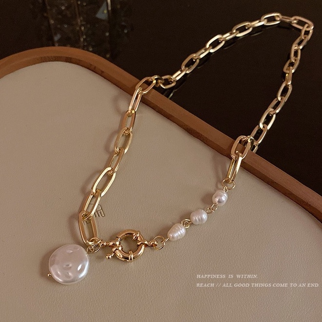 Vòng cổ Kim Loại Đính Ngọc Trai Phong Cách Baroque Cổ Điển Dành Cho Nữ