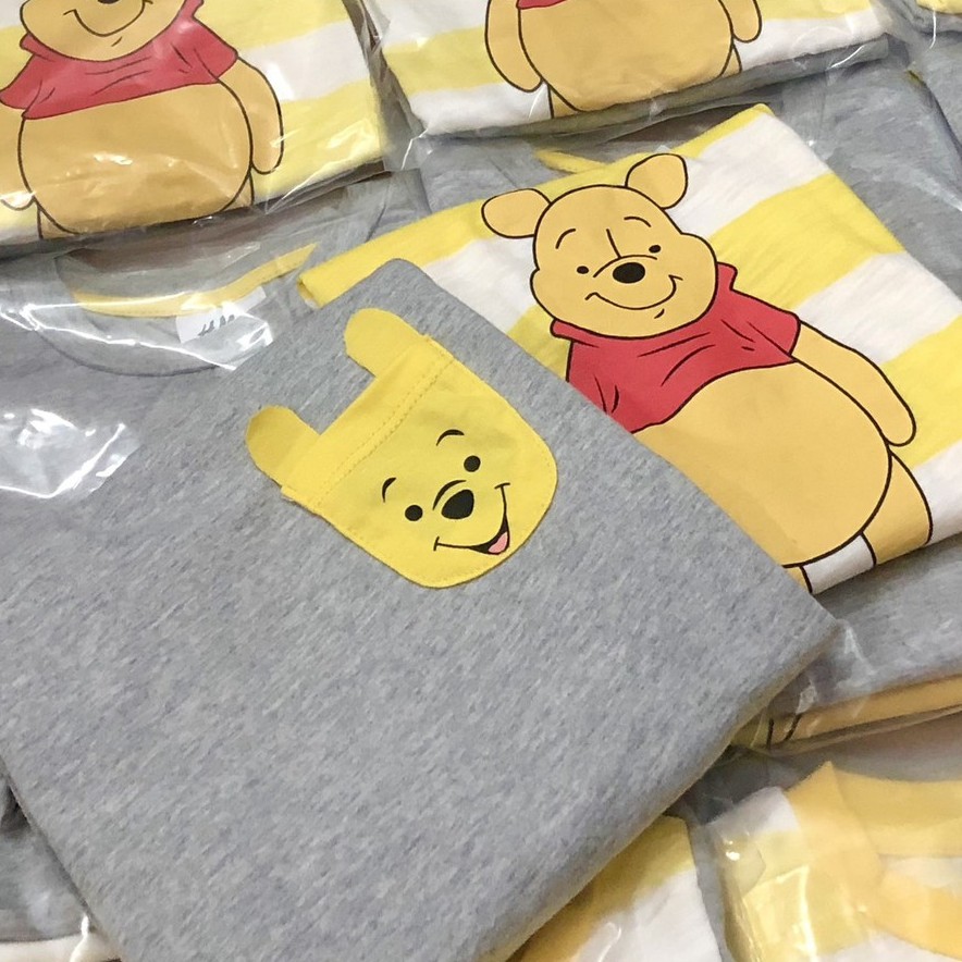 [Rẻ Vô Địch] Áo thun dài tay bé trai - Set 2 áo dài tay gấu POOH Hm chất cotton cho bé trai size 1-6 tuổi