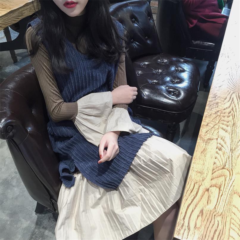 Đầm nữ dáng dài len gân thu đông Emilyshop