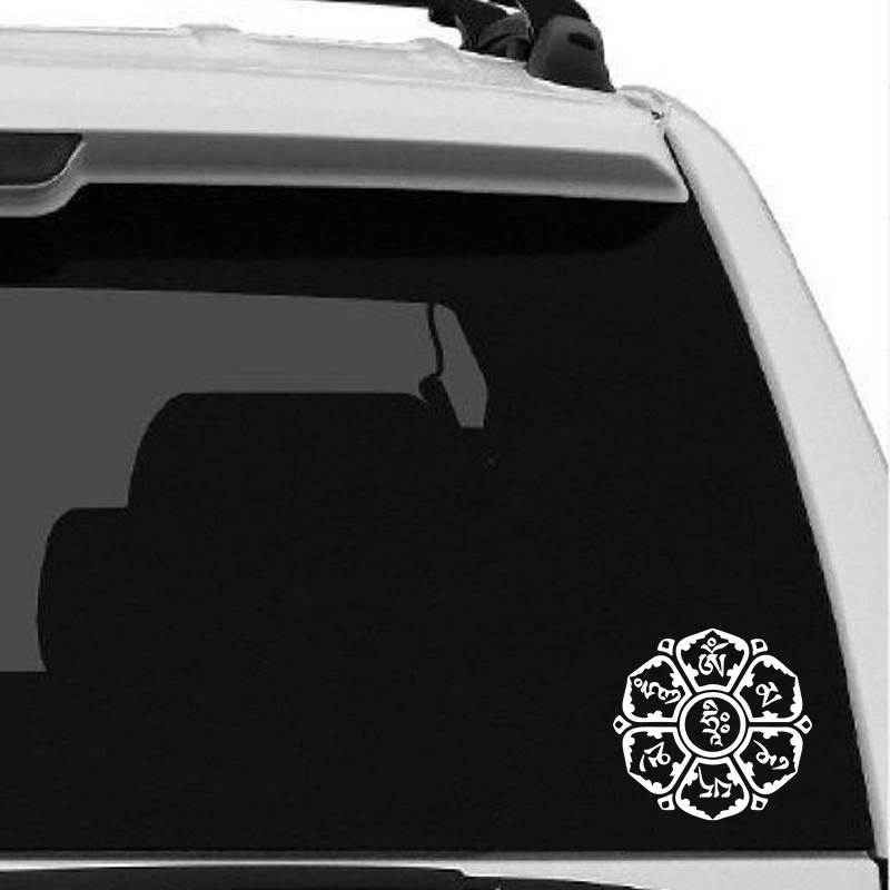 Om Mani Padme Hum Mantra Miếng Dán PVC Biểu Tượng Tôn Giáo Yoga Trang Trí Cửa Sổ Xe Hơi Đàn Guitar Phía Sau