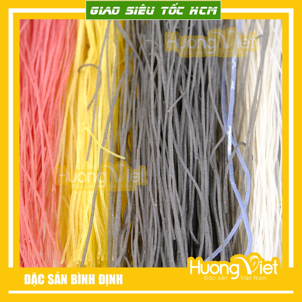 Bún gạo rau củ màu sắc tự nhiên từ rau củ 300g, đặc sản bún gạo Bình Định chay mặn đều dùng được gồm 5 loại rau củ