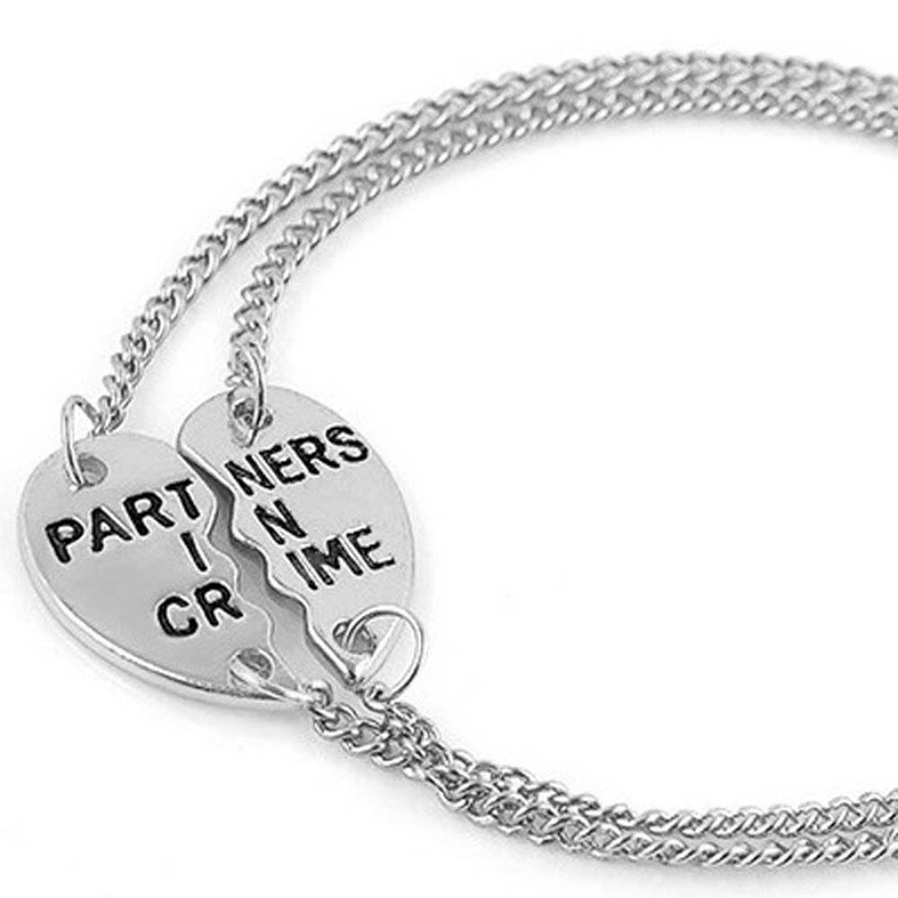 Vòng Tay Dây Xích Bằng Hợp Kim Mặt Trái Tim Khắc Chữ Best Friend Thời Trang