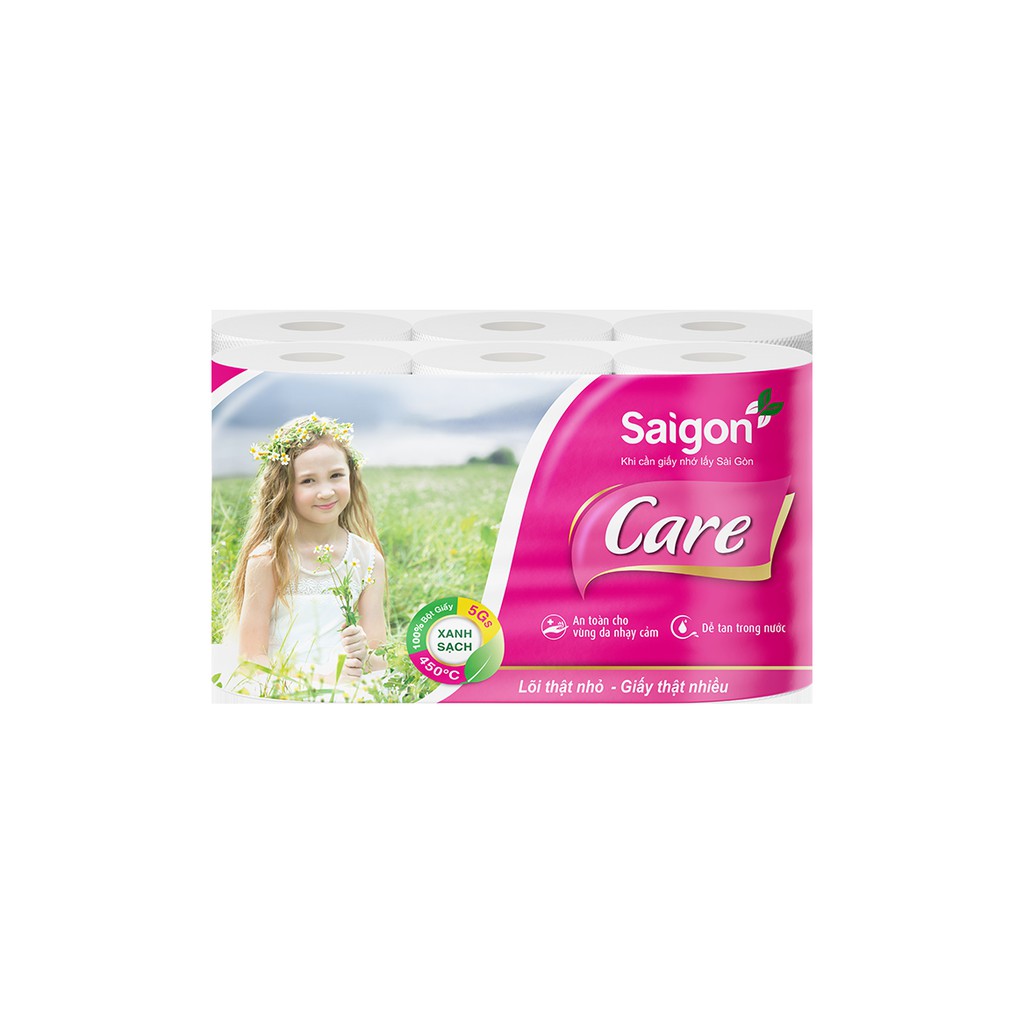 Lốc 12 cuộn giấy vệ sinh 2 lớp Sài Gòn Care (có  lõi)