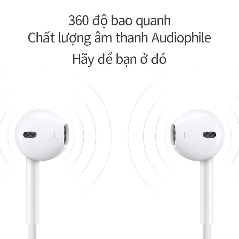 Tai nghe có dây thiết  kế tương tự Apple đầu 3.5mm có hộp màu trong suốt