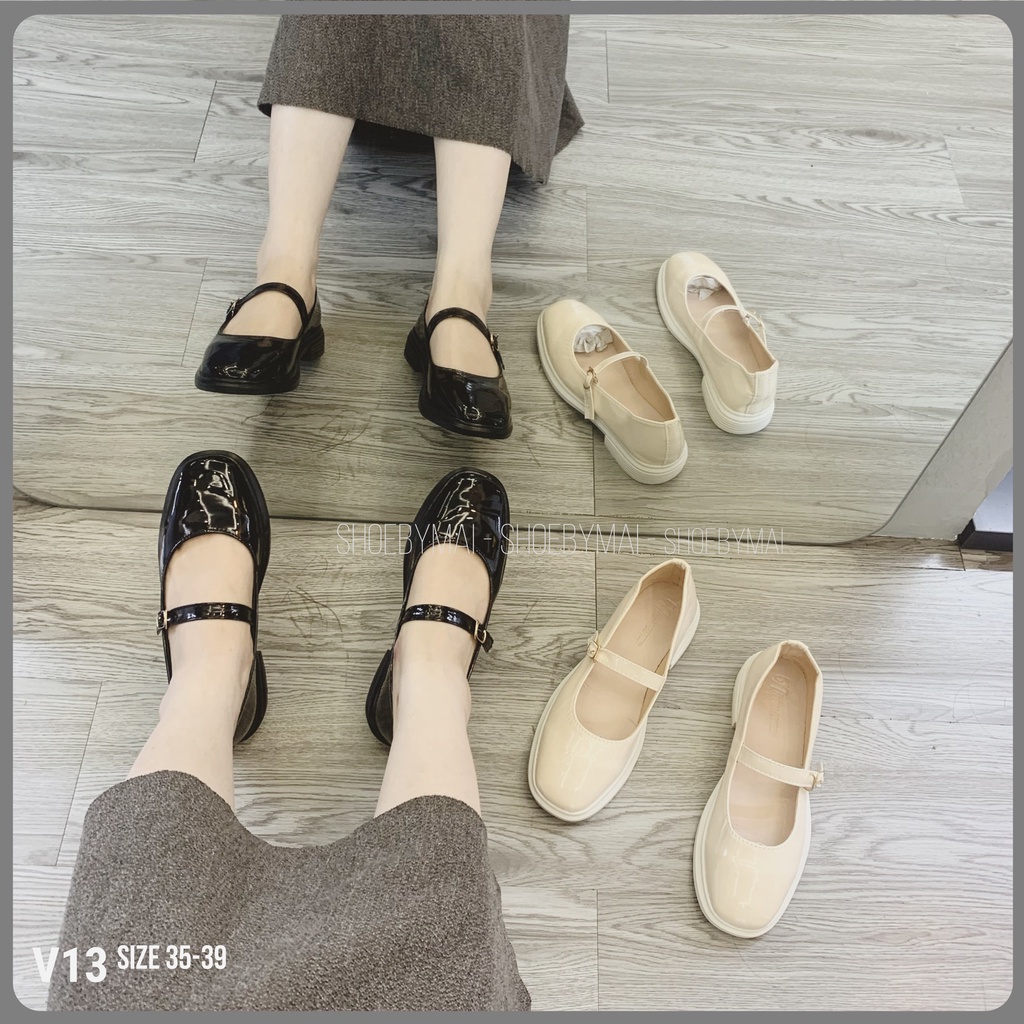 Giày búp bê nữ da bóng xinh V13 SHOEBYMAI