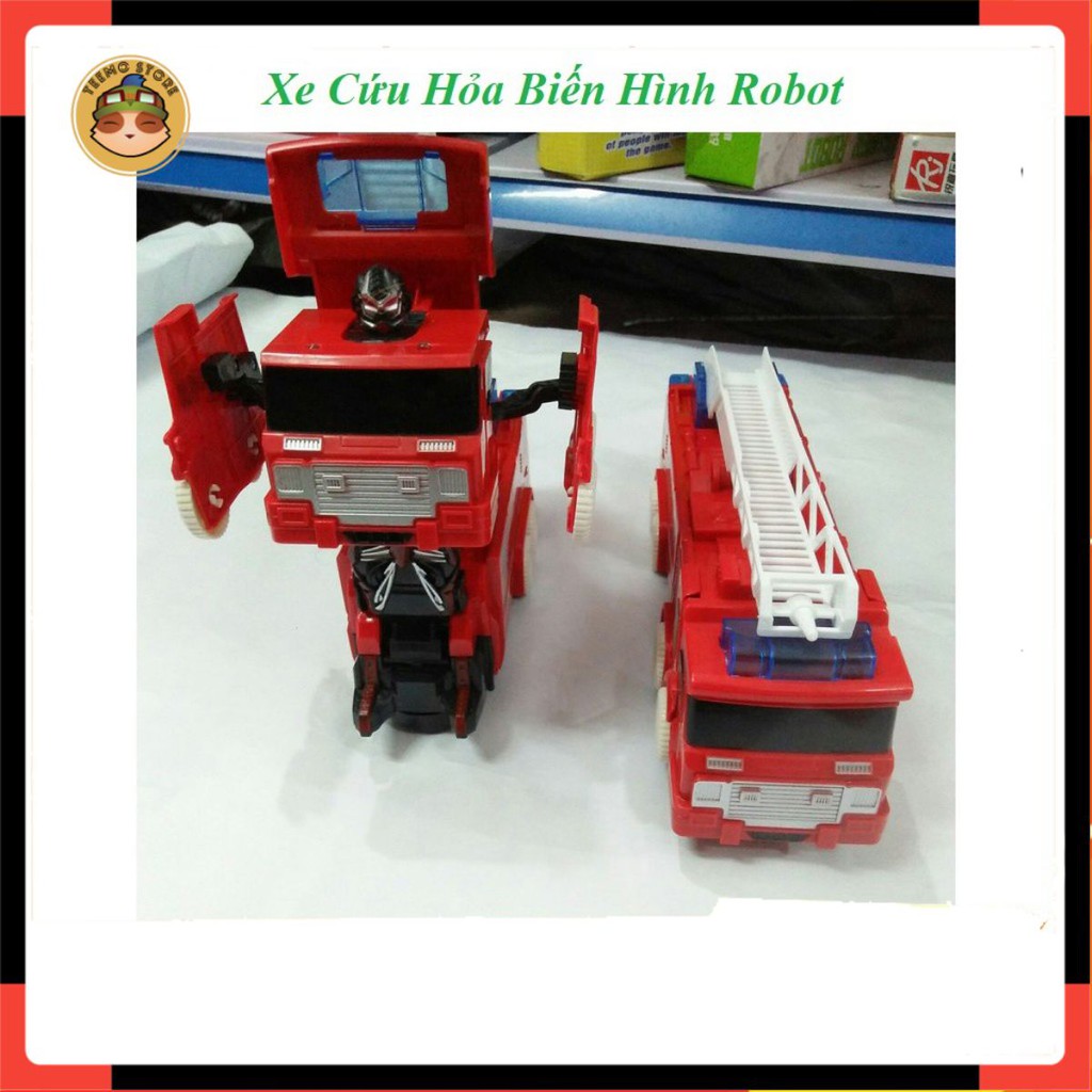 Xe Cứu Hỏa Biến Hình Robot, Di Chuyển Tránh Vật Cản, Chạy Pin Phát Nhạc Vui Nhộn Tạo Sự Thích Thú Cho Bé