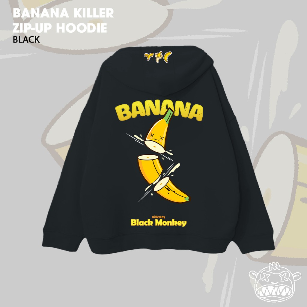 [TẶNG TÚI TOTE] Áo Khoác Trái Chuối Hoodie Zip-Up Black Monkey - Banana Killer Màu Đen | BigBuy360 - bigbuy360.vn