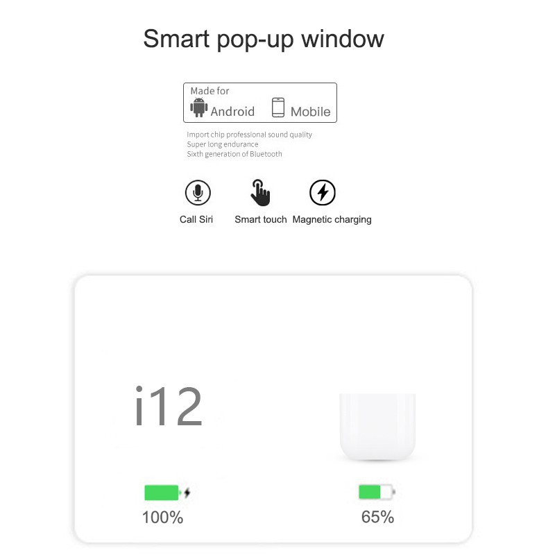 Tai Nghe Bluetooth Không Dây Inpods12 Tws I12 Hình Bánh Macaron Kèm Hộp Sạc