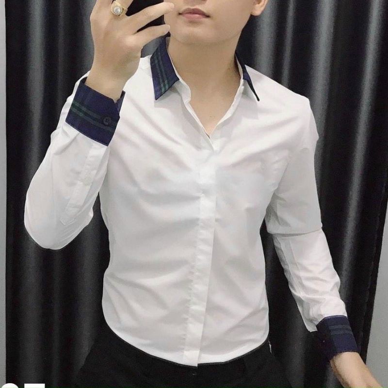 ÁO SƠ MI LỤA NAM TRẮNG THỜI THƯỢNG CUỐN HÚT CỰC SOÁI