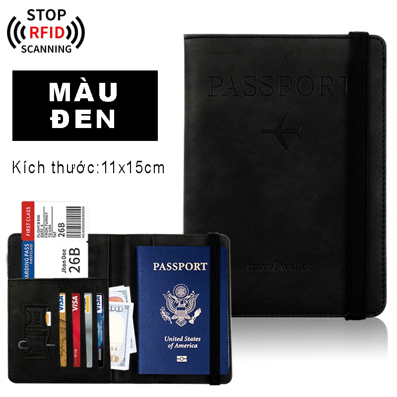 Bao Da Bọc Hộ Chiếu Da Lộn Ví Đựng Visa, Passport, Thẻ ATM, Card Sim Đa Năng Du Lịch Tiện Dụng