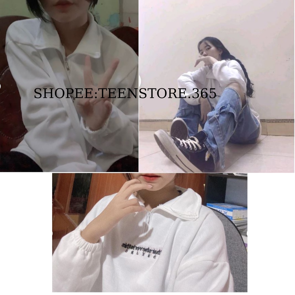 Áo nỉ lông thêu chữ thar  dáng rộng   Áo sweater unisex  chất dày cực hot thu đông 2021  MÃ 593  Teenstore.365