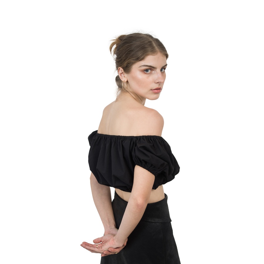 Là min - Áo BLACK DRAPING CROPTOP