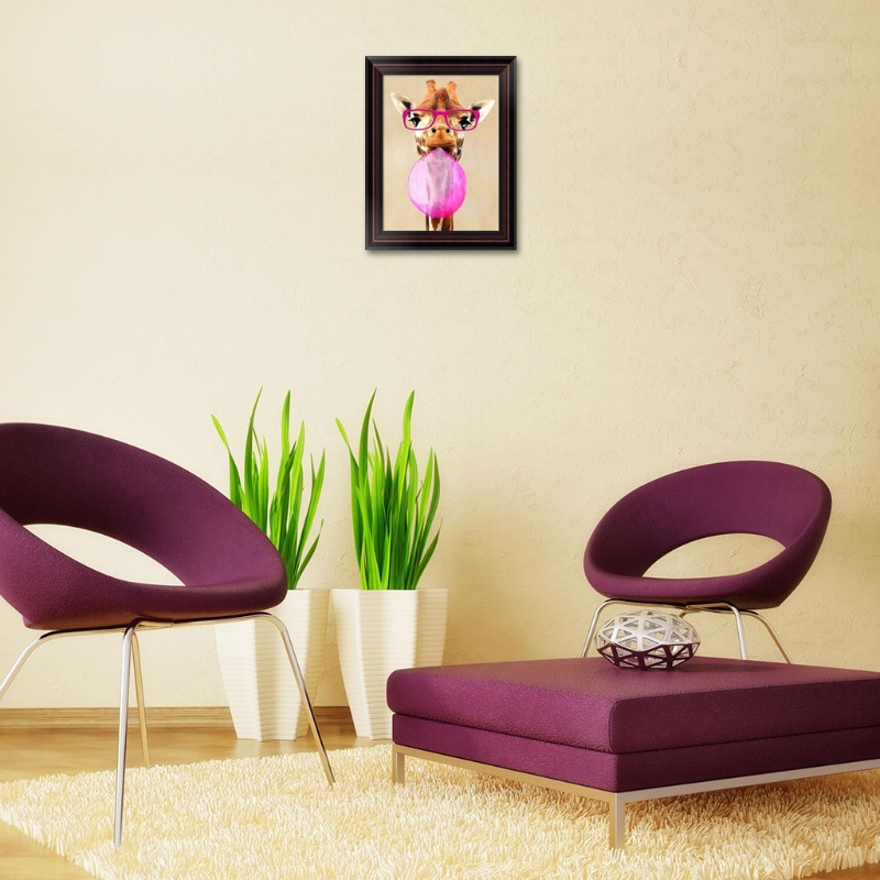 Tranh Thêu Trang Trí Thủ Công 5D Hình Hươu Cao Cổ (Mũi Thêu Hình X)