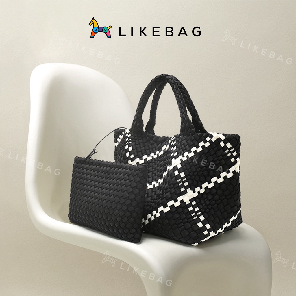 Túi xách đeo vai nữ kèm ví mini LIKEBAG đan tay họa tiết caro thời trang 201006 - LIBAGI