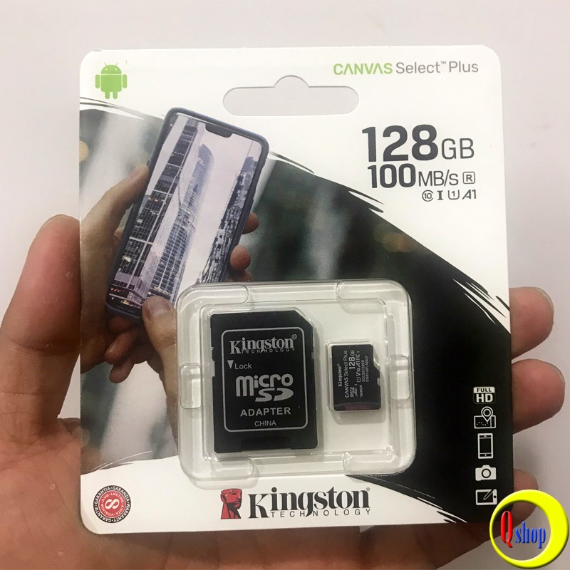 Thẻ nhớ MicroSD Kingston 128GB Canvas Select 100R CL10 UHS-I Single Pack with adapter