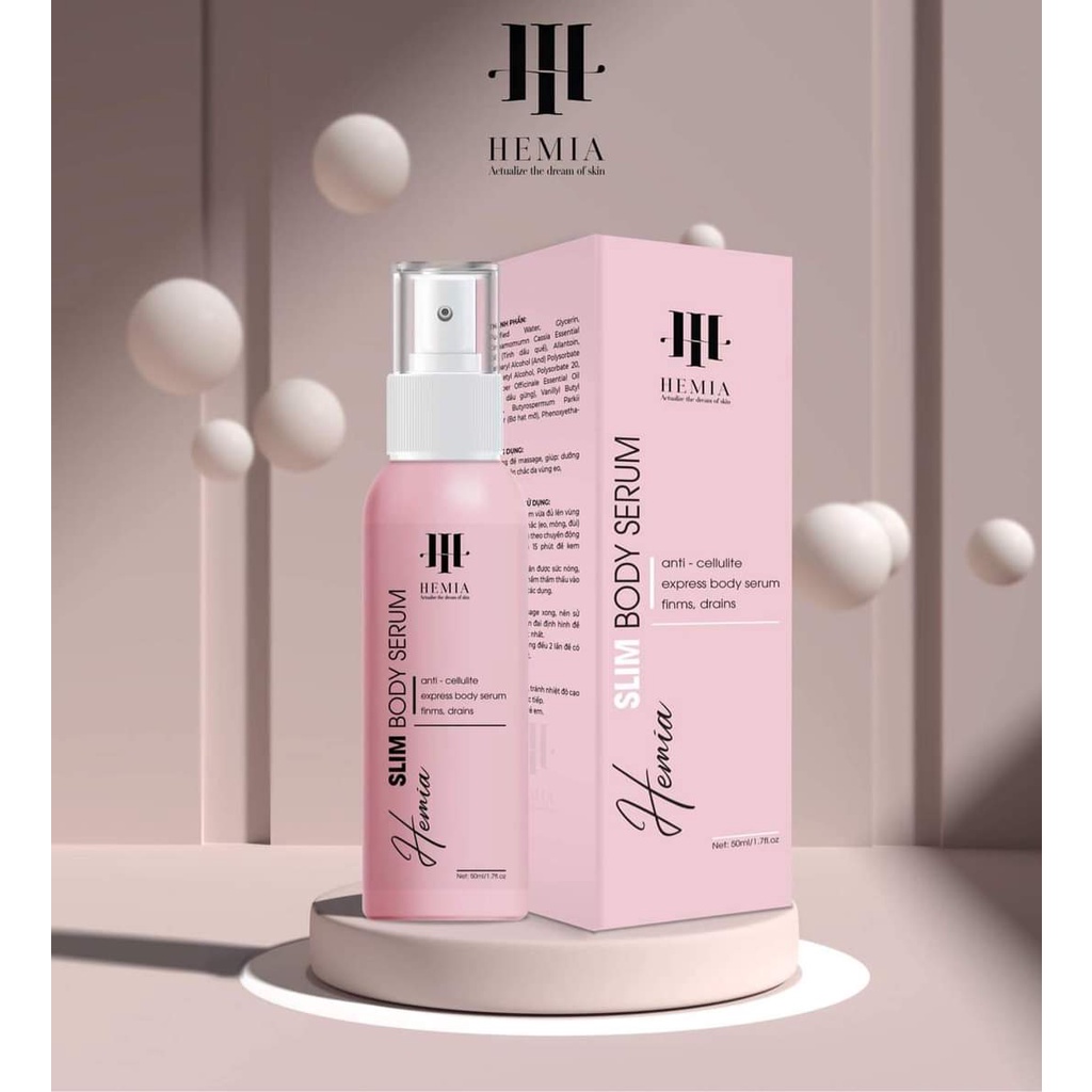 Xịt tan mỡ Hemia  đốt cháy mỡ thừa trên cơ thể, làm săn chắc, tăng độ đàn hồi cho da