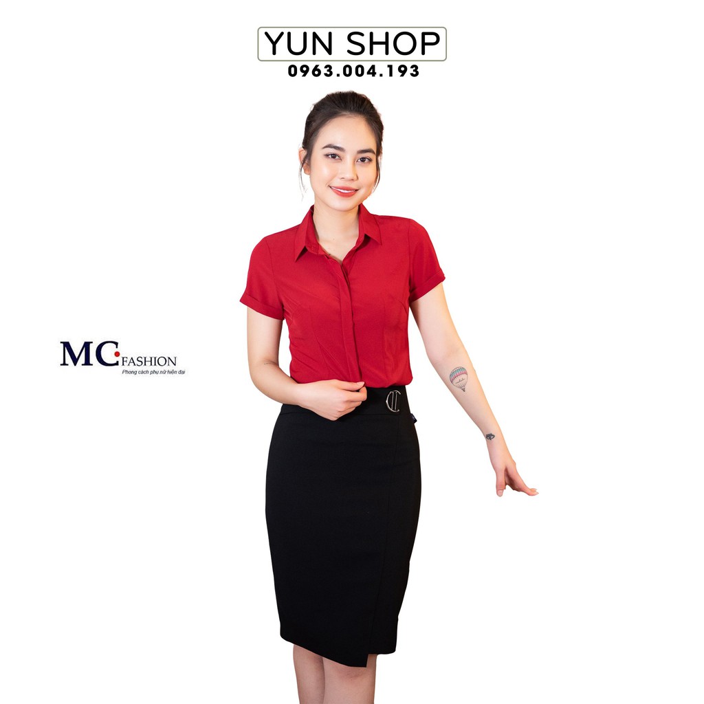 Áo Sơ Mi Cộc Tay Công Sở - MC Fashion A0198 Màu Đỏ Đô