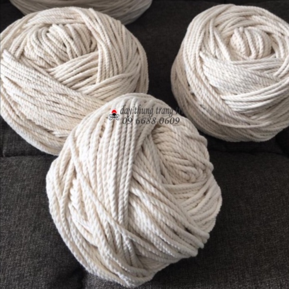 Dây thừng macrame, 1kg dây cotton, 100% cotton dây mềm, làm handmade, đan lưới, decor