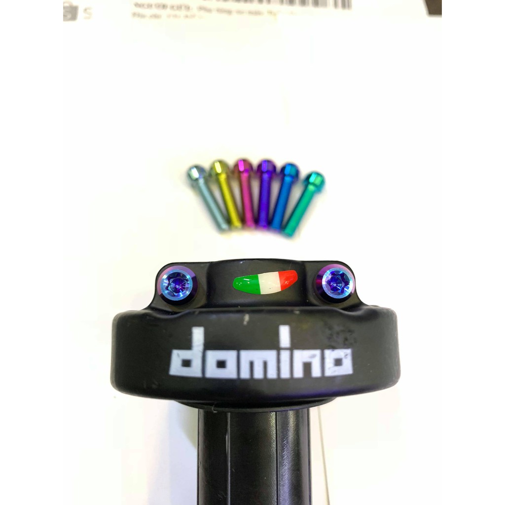 Ốc titan gr5 5li20 đầu trụ gắn cùm tăng Domino , Uma , Daytona , cùm zin Sirus