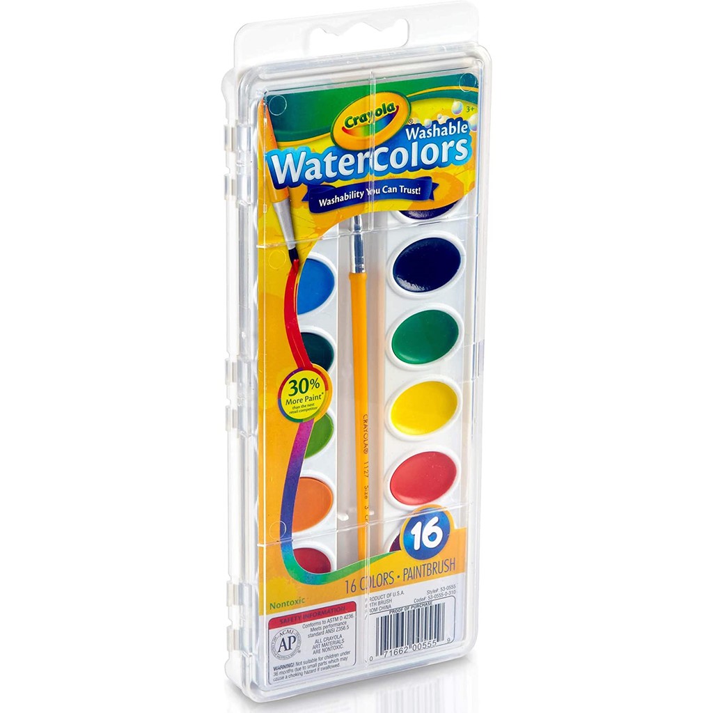 Bộ 16 màu nước Crayola kèm cọ, dễ tẩy rửa