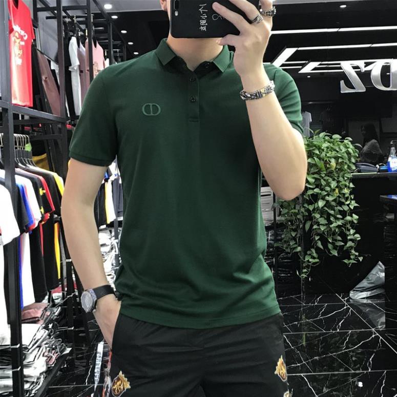 Mẫu áo POLO xanh ve chai thêu ngực-cổ bẻ cao cấp vải cotton cá sấu form chuẩn D1 -pandostore_co