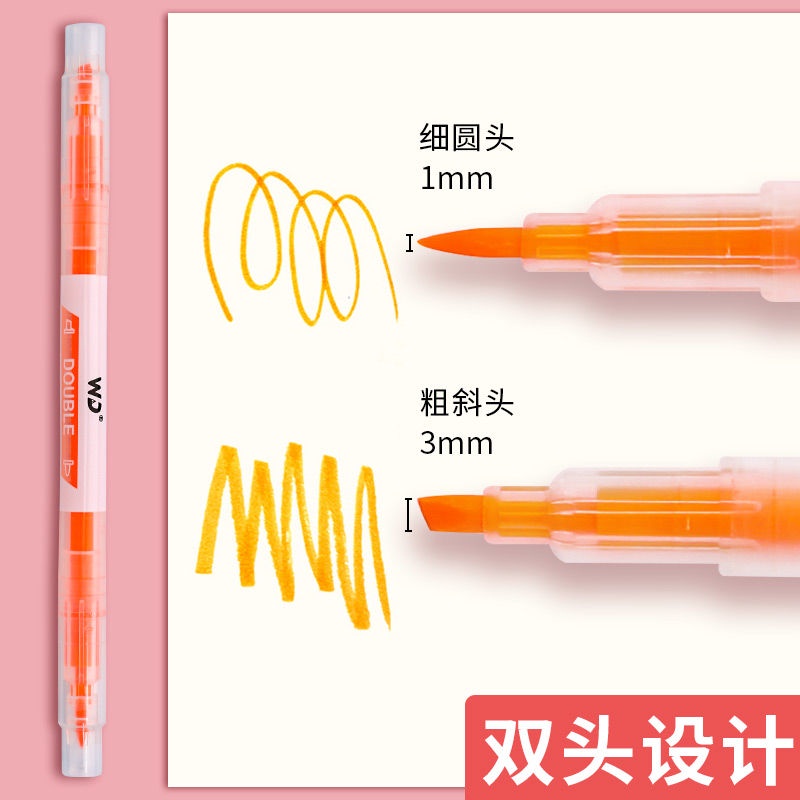 Bộ Bút Đánh Dấu Hai Đầu 6 Màu Sắc Tiện Lợi Dành Cho Học Sinh