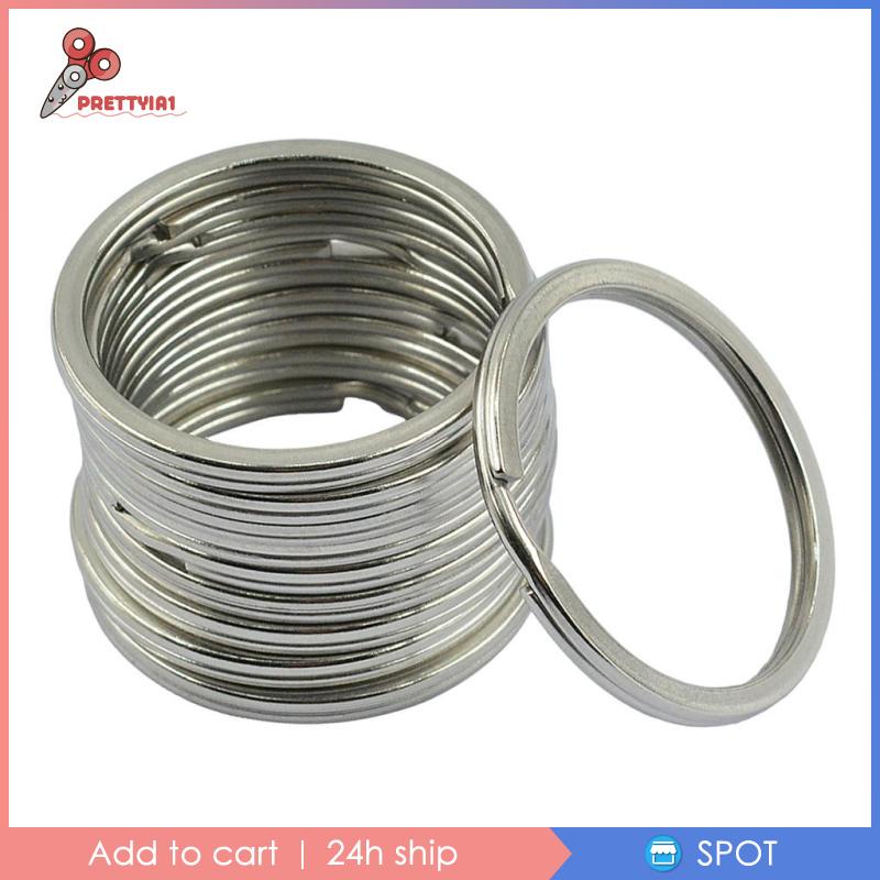 [Prettyia1] Vòng Móc Chìa Khóa Tròn Chia Ngăn Bằng Thép Không Gỉ 35Mm DIY