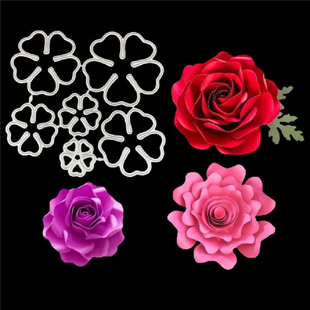 Khuôn Cắt Giấy Kim Loại Hình Hoa Hồng 3D Xinh Xắn