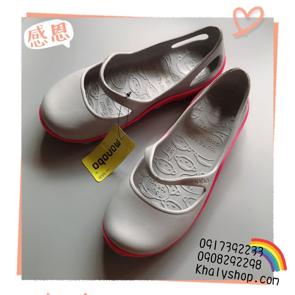 Giày bít mũi Monobo màu xám hồng size đôi 38-39 dành cho bạn nữ, bạn gái (Thái Lan) - GIAYMNBOXH