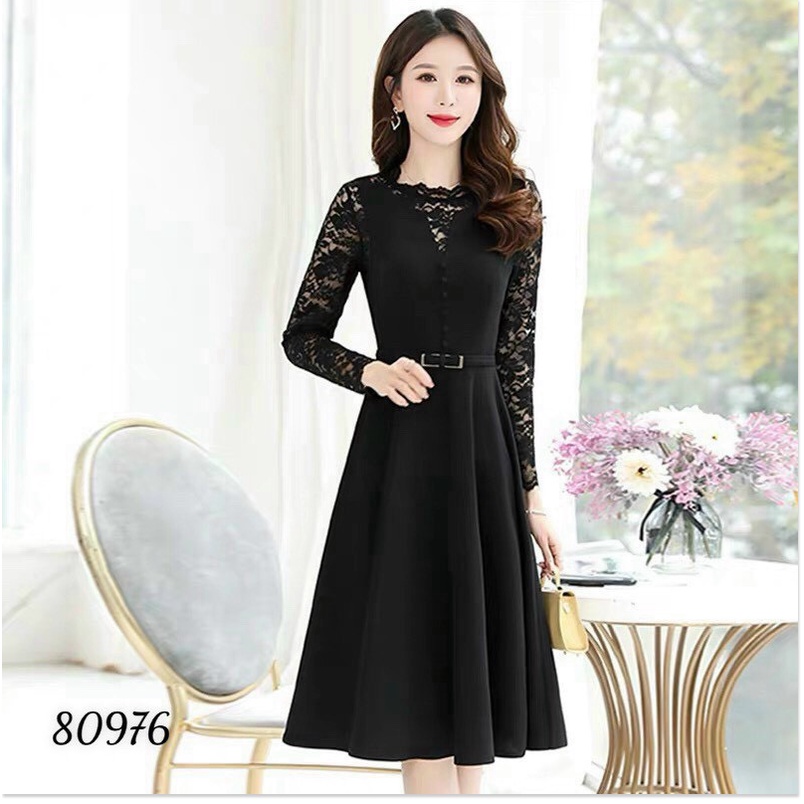 ĐẦM UMI PHỐI REN KÈM NỊT SIÊU ĐẸP TÔN DÁNG CHO CHỊ EM KME FASHION