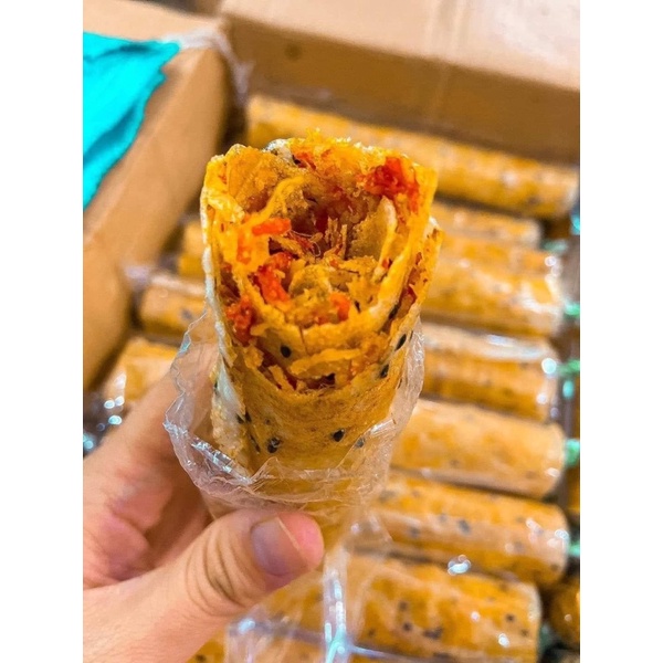 Combo 10 bánh tráng nướng mắm tép cuộn trà bông